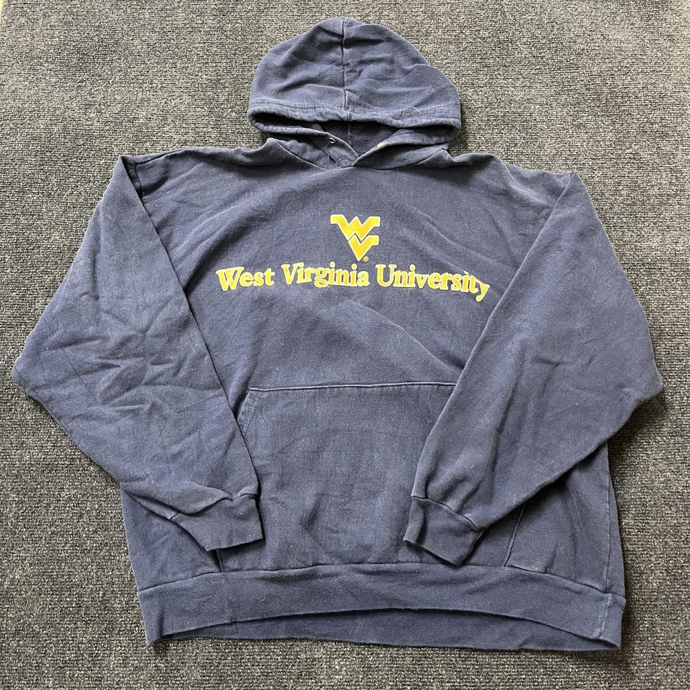 West Virginia Mountaineers Hoodie Sweatshirt Mens Large Blue NCAA Football